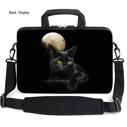 AMARY 13" 13.3" laptop sleeve chromebook case adjustable shoulder strap with handle accessory pocket (Cat) - color: Cat