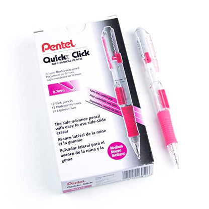 Pentel QUICK CLICK Mechanical Pencil (0.7mm), Pink Barrel, Box of 12 Pencils (PD217P) - color: Pink, size: 12 Count (Pack of 1), style: 0.7mm