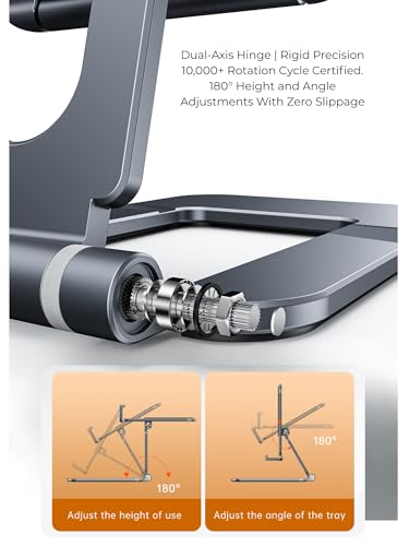 Adjustable Foldable Phone Stand for Desk, Premium Aluminum Cell Phone Holder, Portable Multi-Angle Desktop Stand Compatible with iPhone, Galaxy, iPad, Tablets & All Smartphones