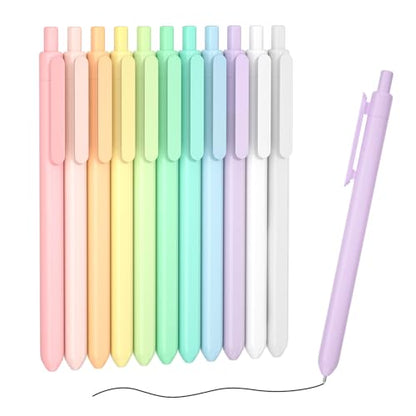 Shuttle Art Retractable Pastel Gel Ink Pens, 11 Pack Black Ink Pens, Cute Pens 0.5mm Fine Point for Writing Journaling Taking Notes School Office Home - color: 11 Black Ink