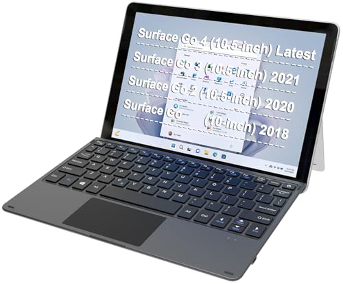 Arteck Microsoft Surface Go 10.5-inch Type Cover, Ultra-Slim Portable Bluetooth Wireless Keyboard with Touchpad for Latest Surface Go 4, 3 (2021), 2 (2020) and Built-in Rechargeable Battery