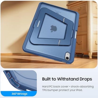 Fintie Shockproof Case for iPad (A16) 11th Generation 11 Inch (2025), iPad 10th Generation 10.9 Inch (2022) - [Built-in Pencil Holder] Slim Frosted Hard Cover with Multi-Angle Kickstand, Navy Blue - color: Navy Blue