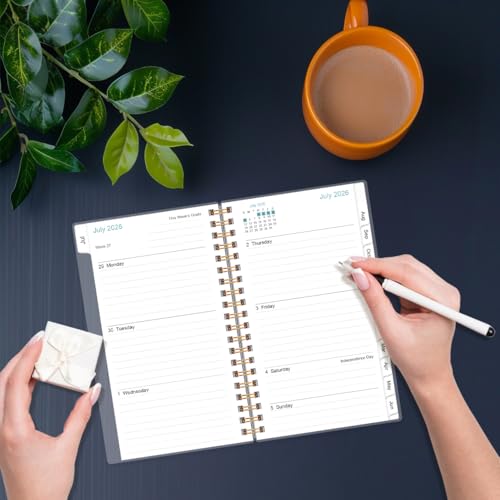 2026-2027 Pocket Planner/Calendar - 2026-2027 Planner from July 2026 - June 2027, Planner 26-27 with 12 Tabs, Twin-Wire Binding, Inner Pocket, 3.75" x 6.75, Blue Leaf Flower - color: Blue-Leaf-Flower, size: 3.75" x 6.75"