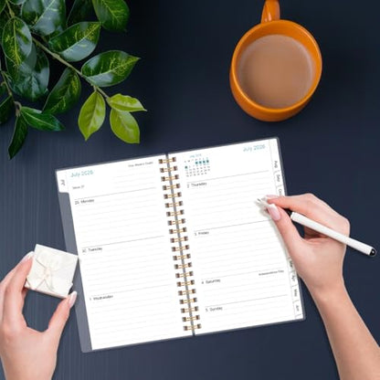 2026-2027 Pocket Planner/Calendar - 2026-2027 Planner from July 2026 - June 2027, Planner 26-27 with 12 Tabs, Twin-Wire Binding, Inner Pocket, 3.75" x 6.75, Blue Leaf Flower - color: Blue-Leaf-Flower, size: 3.75" x 6.75"