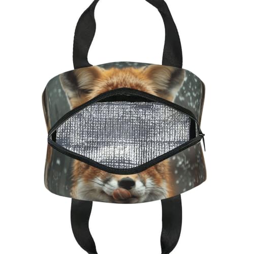 Funny 3d Fox Lunch Box Insulated Meal Bag Lunch Bag Reusable Snack Bag Food Container For Boys Girls Men Women School Work Travel Picnic - color: Funny Fox