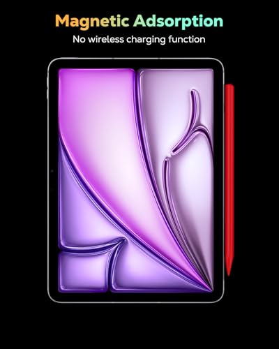 MoKo Pencil for iPad (A16) 11th 10th Gen, Stylus Pen for 2018-2025 Apple iPad 11/10/9/8/7/6/A16, Mini 7/6/5, Air M3/M2 11"/13"/5/4/3, Pro M4 13"/12.9"/11" Tilt Sensitivity, USB-C Fast Charging, Red - color: Red