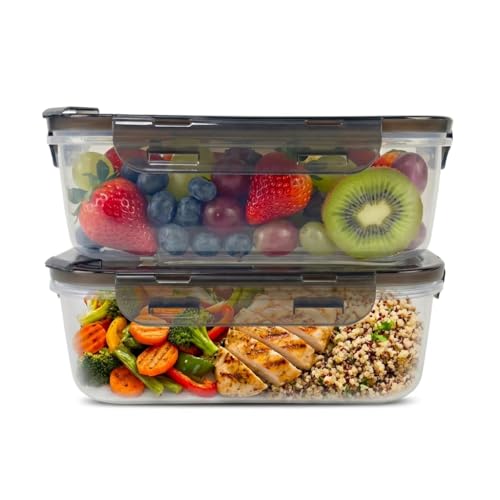 BPA-Free Plastic Airtight Food Storage Containers with Vented Lids, 2-Pack (5.9 Cups Each) for Meal Prep and Leftovers - size: Pack of 2 (5.9 Cup)
