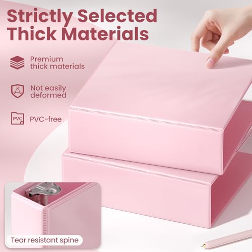 SUNEE 3 Ring Binder 3 Inch D Ring, Clear View Binder Three Ring PVC-Free (Fit 8.5x11 Inches) for School or Office Supplies, Assorted Pastel, 4 Pack - size: 3 Inch