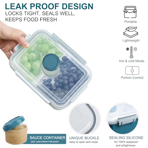 47oz Salad Lunch Container To Go, 3 Pack Salad Bowls Bento Lunch Boxes | Food Storage Meal Prep Containers with Tray/Dressing Containers for Salad, Snacks,Fruit, BPA Free, Microwave Dishwasher Safe - color: Navy & Navy & Navy