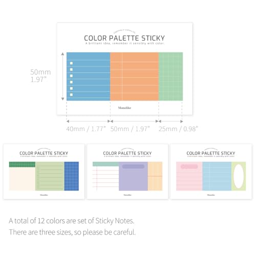 Monolike Color Palette Sticky Plan 30p Series. 2 A Set 4P - Self-Adhesive Memo Pad 30 Sheets - color: Plan 30p Series. 2 a