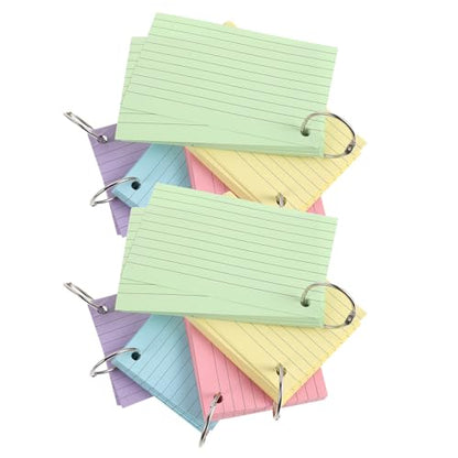 10 Books of 3x5 Colored Blank Index Cards with Ring Binder, Double-sided Ruled Flash Cards Resisting Ink Bleedthrough, 50 Sheets Per Book, for Study Sessions and Office Use