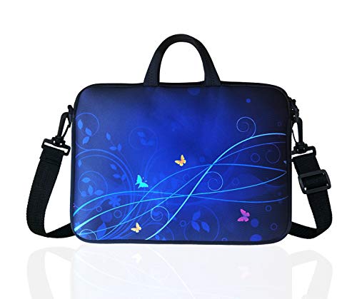 14-Inch Neoprene Laptop Shoulder Messenger Bag Case Sleeve for 13 13.3 14 14.1" Inch Notebook/Chromebook (Blue) - color: Blue