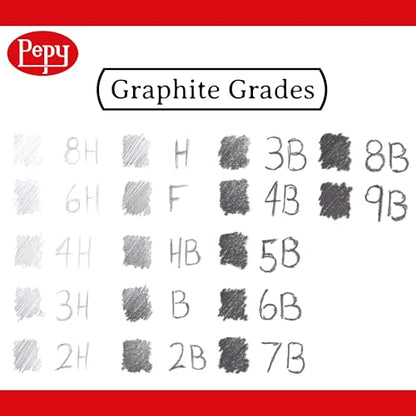 Pepy Graphite Professional Drawing Pencils - Set of 12 9B Pre-Sharpened Black Lead Pencils; Perfect for Drawing, Sketching and Shading, Graphic and Fine Art - style: Set of 12 - 9B