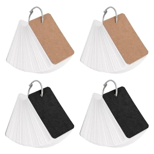 400-100 Sheets Kraft Paper Index Cards Portable Flash Cards With Ring Binder Study Memo Notecards For School Learning Supplies(Mixed-400Sheets) - color: Mixed-400Sheets
