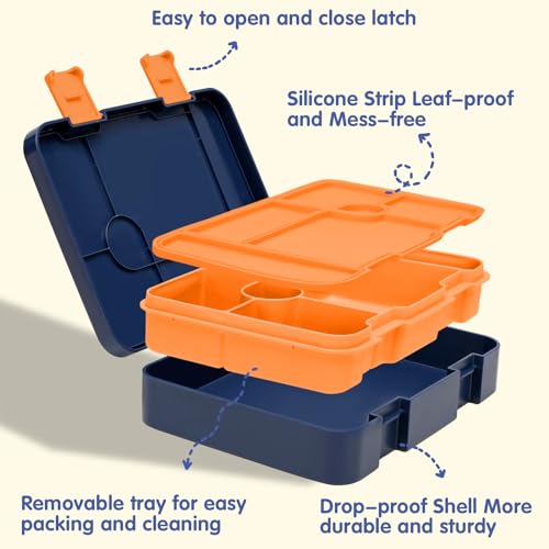 ACESAK Boys Backpack - Dinosaur Bento Box with Insulated Lunch Bag Pencil Case & Utensils Set for Kids, 6 Leakproof Compartments Removable Tray Lunches or Snack Container - color: Dinosaur