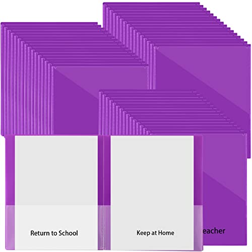 PerKoop 72 Pcs Take Home Folders Bulk Parent Teacher Communication Folder with 2 Pockets Plastic Homework Folder for Student Parent Teacher Classroom Back to School Supplies 11.73 x 9.45'' (Purple) - color: Purple