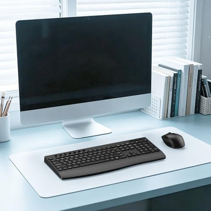 Wireless Keyboard and Mouse Combo, Full-Size Ergonomic Computer Set with Palm Rest, Lag-Free 2.4G USB Cordless Quiet Typing, Silent Click, Auto-Sleep for PC, Mac, Laptop, Windows (Black)
