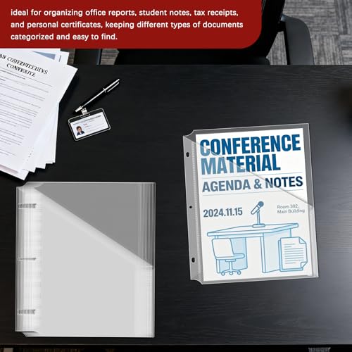 15Pack 3 Hole Punch Clear Plastic Document Folders,Organized Up Poly Translucent Slash Slash File Jacket US Letter/ A4 Size 18C(1.8mm),L-Tape Transparent Document Folders Copy Safe Pockets - color: Clear
