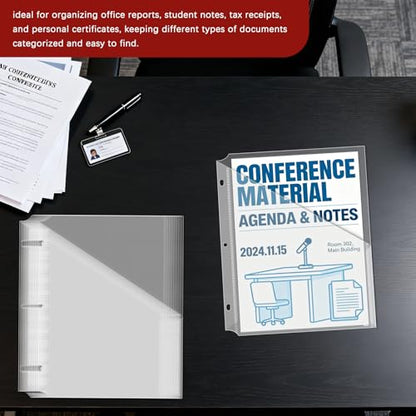 15Pack 3 Hole Punch Clear Plastic Document Folders,Organized Up Poly Translucent Slash Slash File Jacket US Letter/ A4 Size 18C(1.8mm),L-Tape Transparent Document Folders Copy Safe Pockets - color: Clear