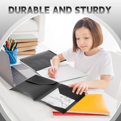 Henoyso 60 Pack Plastic Folders with Clear Front Pockets Bulk Heavy Duty File Folders with 2 Pockets and Card Slot for Student Teacher Back to School Supplies Office Presentation (Black) - color: Black