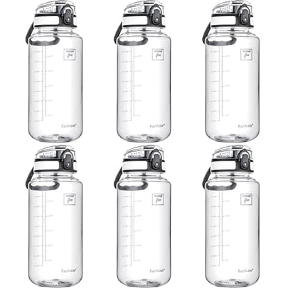 Fanhaw 32 Oz Clear Tritan Water Bottle (6 Pack), BPA-Free & Leak-Proof, Wide Mouth with Anti-dust Chug Lid, Reusable Plastic Bottle for Gym, Travel, School & Office (Clear&White) - color: Clear&White, size: 32 Ounces (Pack of 6)