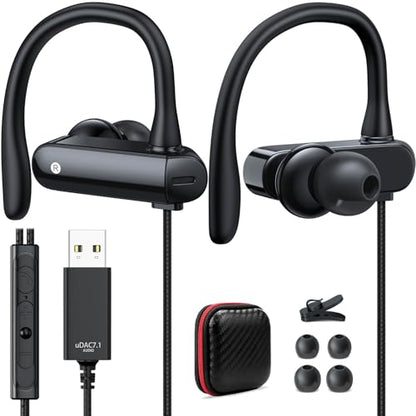 USB Headphone with Over Ear Hook for PC Computer,8.2FT Wired Earbuds with Mute Mic Volume Control,USB A Earphone for Chromebook Laptop,Hifi Stereo Noise Canceling In-Ear Headset for School Office Zoom