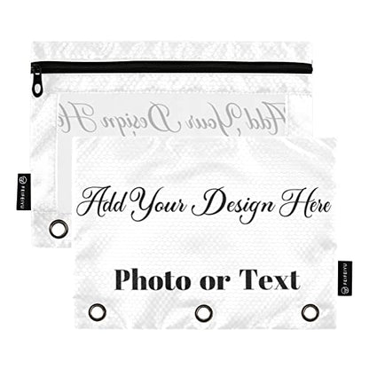 Personalized Binder Pouches,Custom Pencil Pouch for 3 Ring Binder 2 Pack Clear Pencil Bag with Zipper for Office School Supplies - color: Custom