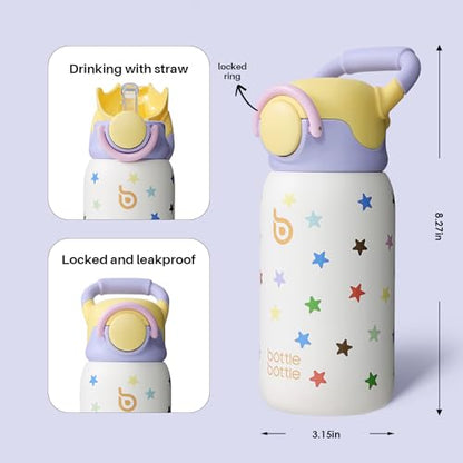 BOTTLE BOTTLE Kids Insulated Water Bottle with Straw Lid and Handle 16 oz Stainless Steel Vacuum Tumbler Water Bottles for School Outdoor Travel Gifts for Boys and Girls Stellar Pop - color: stellar pop