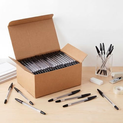 300 Pack Ballpoint Pens Bulk Black Ink 1.0mm Medium Point Click Pens Bullet Tip Refillable No Bleed Smooth Writing for Office Nurse Teacher Home Server Journal - color: Black