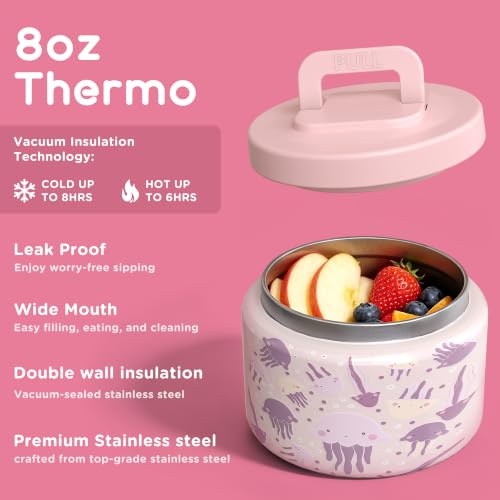 JXXM Bento Lunch Box for Kids with 8oz Soup Thermo,Leak-Proof Lunch Containers with 5 Compartment,Thermo Food Jar Food Containers for School (Pink-Jellyfish) - color: Pink Jellyfish