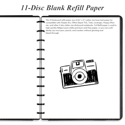 (3-Pack) Letter Size Blank Refill Paper, 11-Disc Discbound Blank Paper, 300Sheets / 600Pages TUL Blank Filler, 100gsm, White, 8.5'' x 11'' - style: 11-Disc/Letter Size