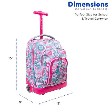 J World Lollipop Kids Rolling Backpack & Lunch Bag Set for Elementary School. Carry-On Suitcase with Wheels, Blue Raspberry - color: Blue Raspberry