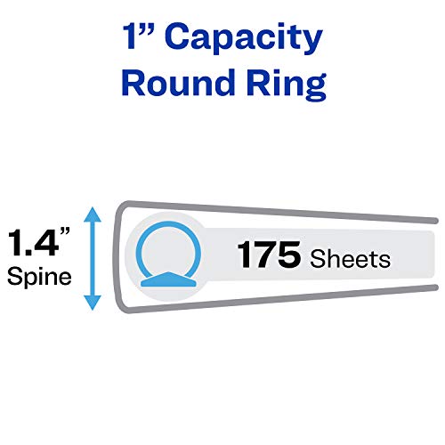 Avery Economy 3 Ring Binders, 1" Round Rings, 4 Black Binders (03301) - size: 1", style: 4 Pack