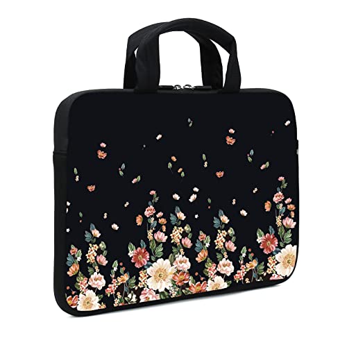 15.6" Laptop Sleeve 14" 15" 15.4" Chromebook Case Ultrabook Case Notebook Sleeves PC Messenger Bag (Flowers) - color: flowers