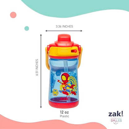 Zak Designs Marvel Spider-Man Beacon Kid Water Bottle for Travel, 12oz Plastic is Durable and Leak-Proof with Liquid Lock Spout, Cover, Carry Handle, Protective Base (Spidey and His Amazing Friends) - color: Spidey and His Amazing Friends