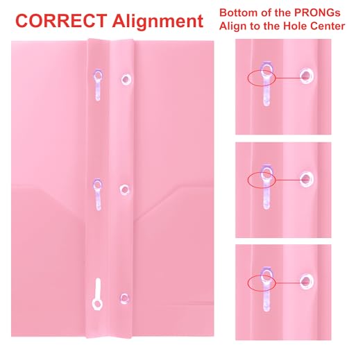 Youngever 6 Pack Heavy Duty Plastic Two Pocket Folders with 3 Prongs, Metal Prongs Fastener, Heavy Duty Plastic 2 Pocket Folder (Pink) - color: Pink