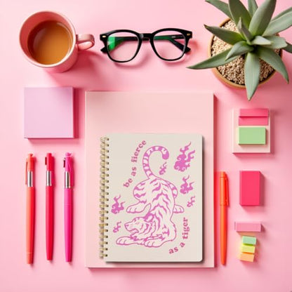 Pearhead Spiral Hardcover Notebook 8x10.5 – Pink Tiger College-Ruled Writing Journal with 200 Lined Pages, Perforated Paper for School, Notes & Creative Writing - color: Pink Tiger Spiral Notebook