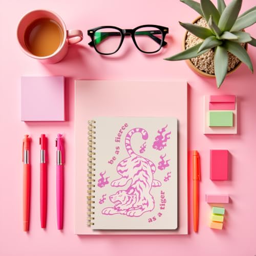 Pearhead Spiral Hardcover Notebook 8x10.5 – Pink Tiger College-Ruled Writing Journal with 200 Lined Pages, Perforated Paper for School, Notes & Creative Writing - color: Pink Tiger Spiral Notebook