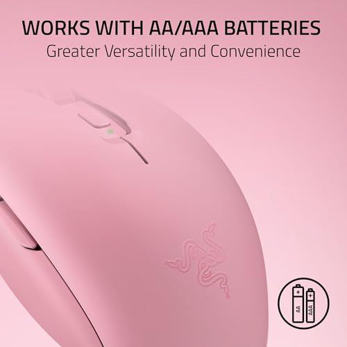 Razer Orochi V2 Wireless Gaming Mouse — Ultra Lightweight & Portable, Bluetooth & 2.4GHz Wireless Connectivity, 18K DPI, Up to 1100 Hr Battery Life, Compatible with PC & Mac — Quartz Pink - color: Quartz