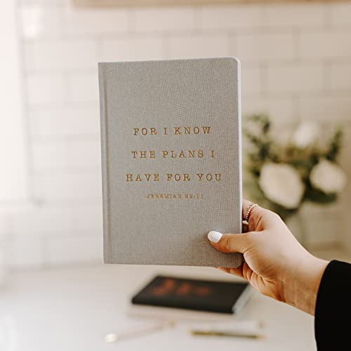 Sweet Water Decor Cute For I Know The Plans I Have For You Journal - Religious Journal for Church Notes and Bible Study Notes - Fabric Journal with Ribbon Bookmark - style: For I Know The Plans I Have For You