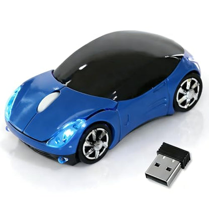 Blue Wireless Mouse，Mini Car Computer Mouse，1600DPI 2.4G with USB Receiver, Ergonomic Cute Computer Mice for Laptop, PC, Windows, Mac OS (Blue) - color: Blue