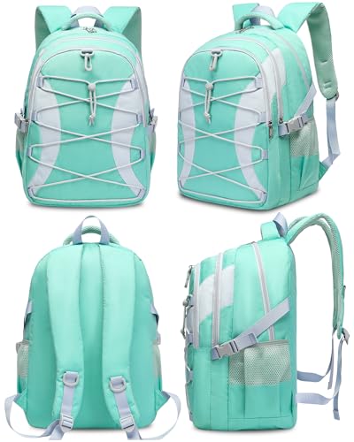 BLUEFAIRY Middle High School Backpack for Boys Girls Large Bookbag with Laptop Compartment Back to School Book Bags for Teens Teenagers Mochilas Escolares para Niños Niñas (Mint Green/Gray, Solid) - color: Mint Green/Gray