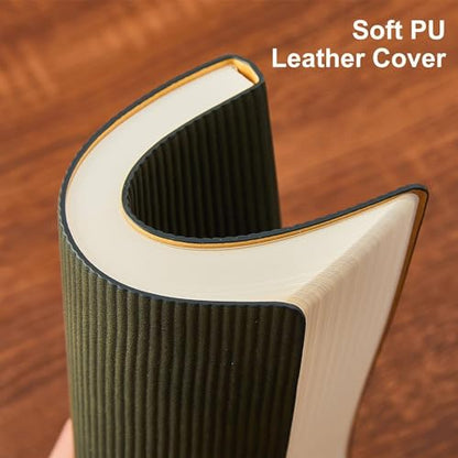 Lined Journal Notebook for Work College Ruled Note Book 7.2"x9.6" B5 PU Leather Daily Journaling 160 Pages for Women Men Writing Home School Supplies Business (Dark Green) - color: 03-Dark Green-1pack, style: B5 Lined 160pages