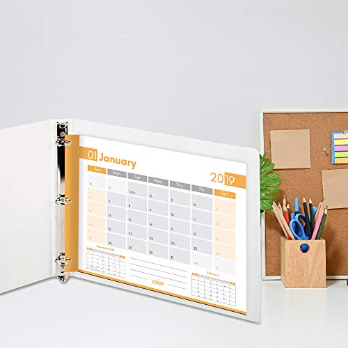 8.5" X 11" Landscape View Binder, 3-Ring 1.5 Inch Capacity Round Ring, White Horizontal Formatted with Clear Cover Pockets for Documents, Spreadsheets, Projects and More (Pack of 2) - size: 1.5 Inch (Pack of 2)