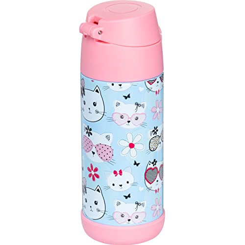 Snug Insulated Kids Water Bottle with Straw & Spout – Double-Wall Stainless Steel, Leakproof, Easy-Flip Lid – For School, Travel, Toddlers & Big Kids - Kitty, 12oz - color: Kitty, size: 11.8 Ounces