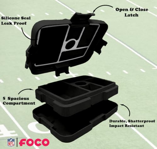 FOCO NFL Unisex-Adult Officially Licensed 2-Tone Big Logo Team Color Football Leak Proof 5 Compartment Bento Lunch Box - Carolina Panthers - color: Carolina Panthers
