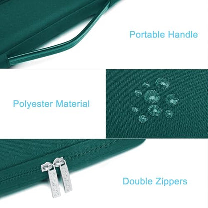 MOSISO 360 Protective Laptop Case 13.3 inch, 13-13.3 inch Laptop Sleeve | Compatible with MacBook Air/Pro 13 / Pro 14, HP Dell ASUS Lenovo,Side Open Bag with 2 Raised&1 Flapover Pockets, Teal Green - color: Teal Green, size: 13.3 inch