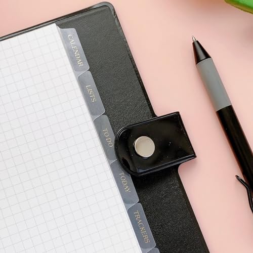 DY.2ten Clear 6-Tab Dividers for 6 Ring Binder, A6 Index, 6 Hole Sturdy Plastic Insertable Notebook Planner Tabs