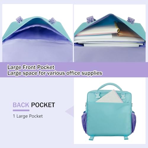 3 Ring Zipper Binder Bag for 700+ Sheets Capacity Detachable Backpack Straps & Shoulder 14 Inch Laptop for School and Office (Light Blue)