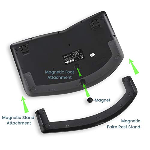 Perixx PERIDUO-606 Wireless Mini Ergonomic Keyboard with Portable Vertical Mouse - Adjustable Palm Rest Stand - Membrane Low Profile Keys - US English